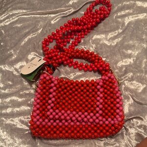Kate Spade Red and Pink Beaded Mini Bag